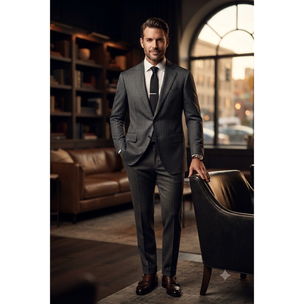 Hickey Freeman Nordstrom Mens Grey Pinstripe Wool Silk Blazer 40R USA Made